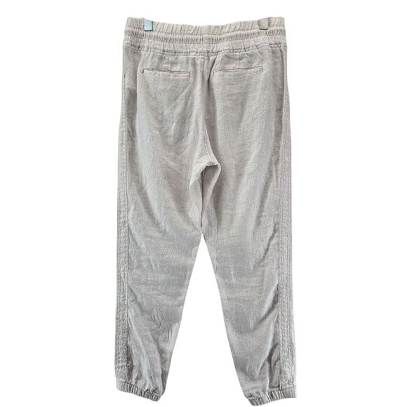 Athleta Linen Jogger Pants Womens 8 Neutrals Animal Print Resort Wear Cruise - Picture 4 of 12